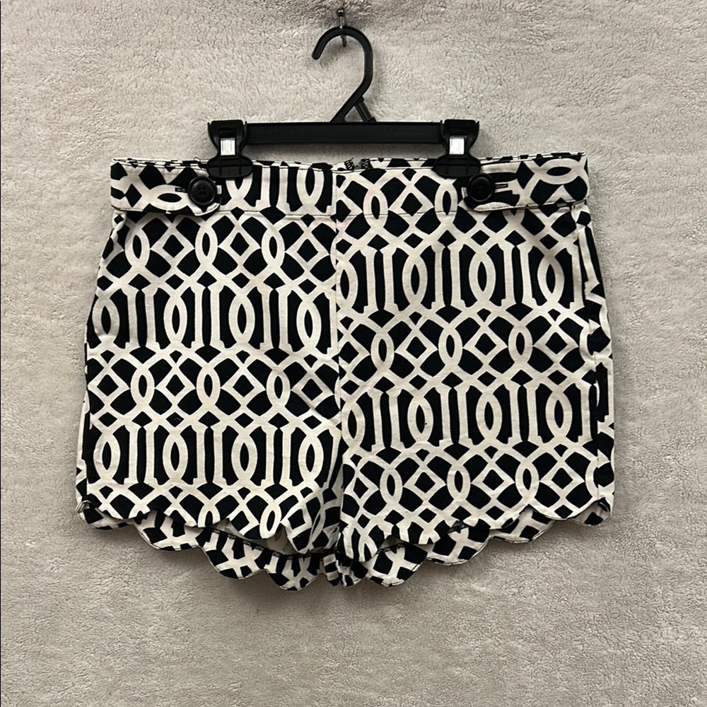 Mud Pie High Waist Black and White Geometric Shorts